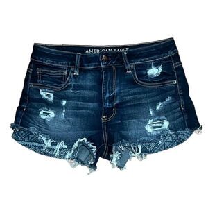 AE American Eagle Super Stretch Distressed Denim Hi-Rise Festival Shorts NWOT 6